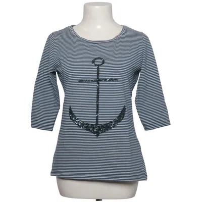 Lange mouwen shirt (Blauw, Wit) van Inspired Katoen, Elastaan