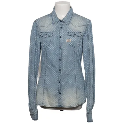 Denim blouse (Blauw, Wit) van Khujo Katoen