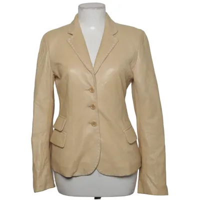 Læderblazer (Beige) fra Strenesse Gabriele Strehle Acetat, Læder, Viscose