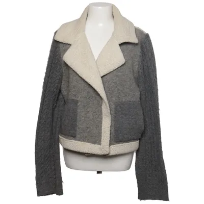 Shearlingjakke (Grå, Hvid) fra Zara Knitwear Akryl, Elastan, Polyester