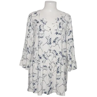 Bluse (Hvid, Blå) fra John Baner Bomuld, Viscose