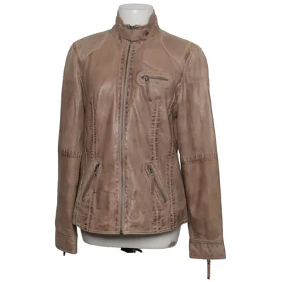 Läderjacka (Beige) från Lindgrøn Copenhagen Skinn, Polyester