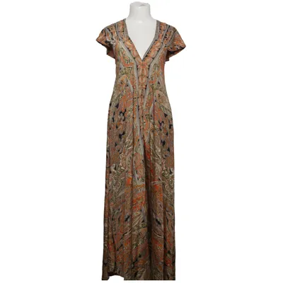 Maxi dress (Orange, Black, Multicolored) from Indra Polyester, Silk