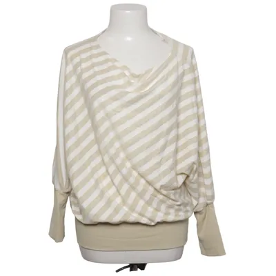 Top (Beige, White) from Manguun Elastane, Metallic fiber, Polyester, Viscose