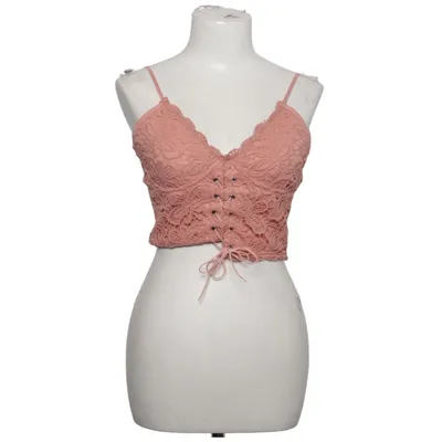 Crop top (Pink) from Romwe Cotton, Polyester
