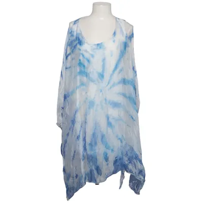 Beach dress (Blue, White) Silk, Viscose