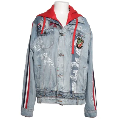 Denim jacket (Blue, Red, Multicolored) from Desigual Cotton, Elastane, Viscose