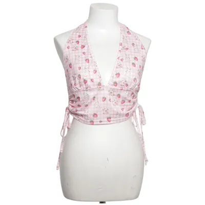 Halter neck top (Pink, White, Multicolored) from Romwe Polyester