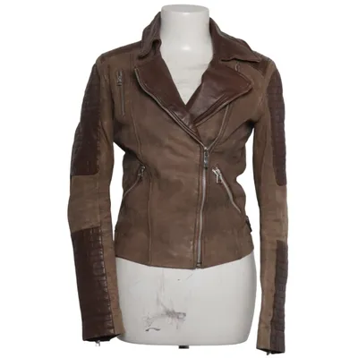 Bikerjacka (Brun) från Goosecraft Bomull, Skinn, Polyester