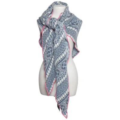 Scarf (Blue, White, Multicolored) from Zwillingsherz Cashmere, Polyamide, Viscose, Wool