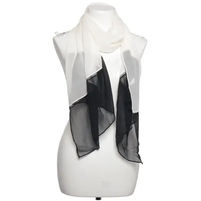 Shawl (White, Black) from Un Deux Trois Silk