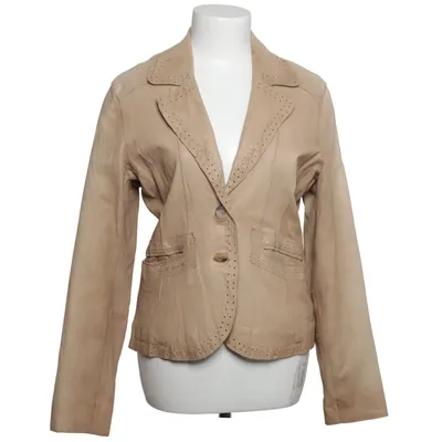 Leather blazer (Beige) from Tahari Cotton, Leather, Polyester