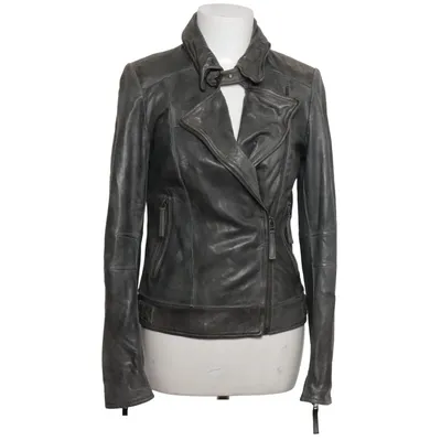 Bikerjacka (Grå) från Yaya Women Bomull, Skinn, Polyester