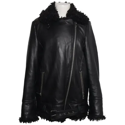 Shearling jas (Zwart) van Jofama Leer, Polyester