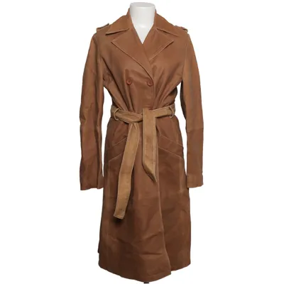 Veste longue en cuir (Marron) de Zara Basic Cuir, Polyester