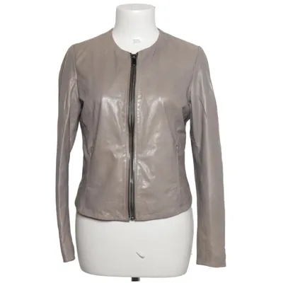 Leather jacket (Gray) from Mauritius Elastane, Leather, Polyester