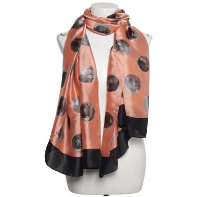 Sjal (Orange, Svart) Silke