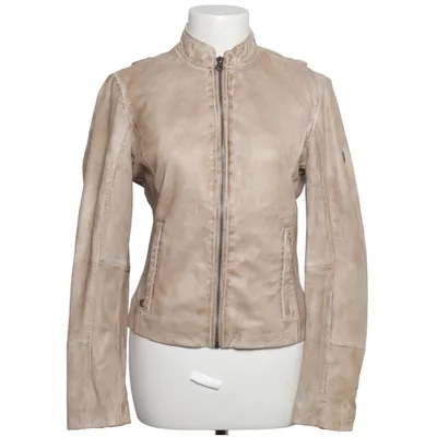 Læderjakke (Beige) fra Gipsy Bomuld, Læder, Polyester