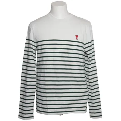 Langærmet t-shirt (Hvid, Grøn) fra AMI Elastan, Økologisk bomuld