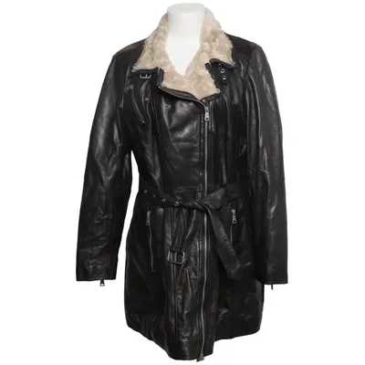Leather coat (Black, Beige) from Freaky Nation Cotton, Leather, Polyester