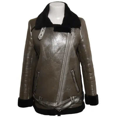 Veste en peau de mouton retournée (Argent, Noir) de Softy Outerwear Collection Polyester, Polyuréthane