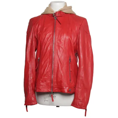 Läderjacka (Röd, Beige) från Jones Bomull, Skinn, Polyester