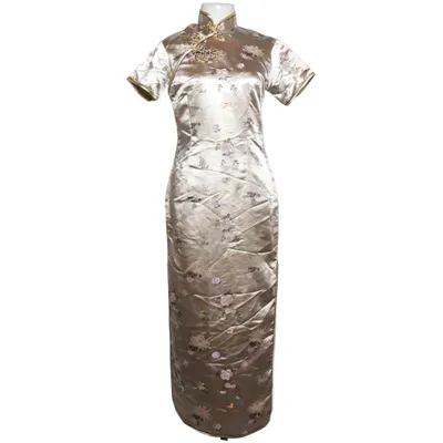 Cheongsam (Beige, Mehrfarbig) von Golden Dragon Viskose