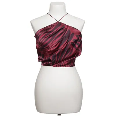 Crop top (Red, Brown) from Reserved Polyester