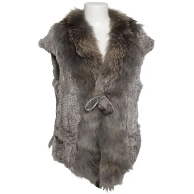 Gilet en fourrure (Gris) de Catch Me Polyester, Fourrure de lapin