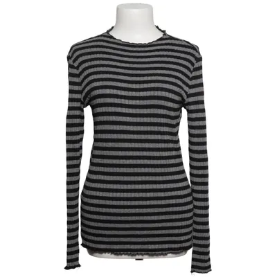 Langærmet t-shirt (Sort, Grå, Sølv) fra Laura Torelli Elastan, Metallfiber, Polyester, Viscose