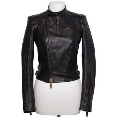 Biker jacket (Black) from Dsquared2 Leather, Polyester, Viscose