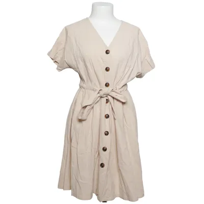 Shirt dress (Beige) from Simplee Cotton