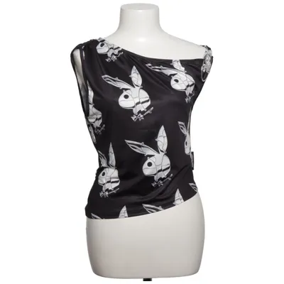 Crop top (Zwart, Wit) van Playboy x Missguided Elastaan, Polyester