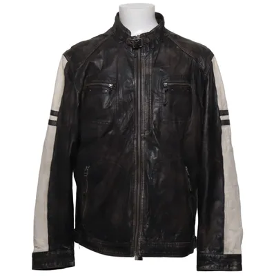 Läderjacka (Svart, Beige) från Molltan Skinn, Polyester