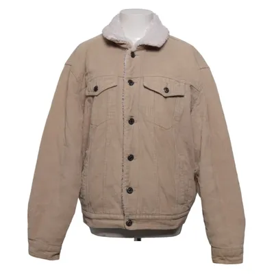 Fodrad jeansjacka (Beige) från Forever 21 Bomull, Pälsimitation, Polyester