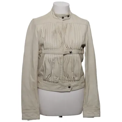 Læderjakke (Beige) fra Mauro Grifoni Bomuld, Læder, Polyester, Viscose