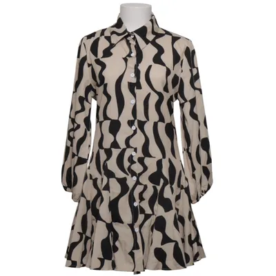 Shirt dress (Beige, Black) from Shein Elastane, Polyester
