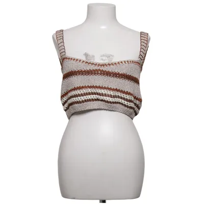 Crop top (Beige, Brun, Hvid) fra Zara Knit Akryl, Bomuld, Polyester, Viscose