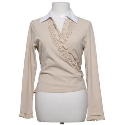 Slå-om bluse (Beige, Hvid) fra Blanche Bomuld, Elastan