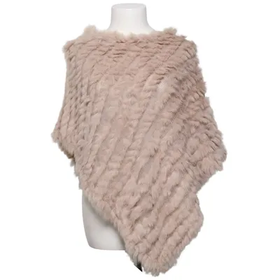 Poncho (Beige) van Soyaconcept Acryl, Konijnenbont