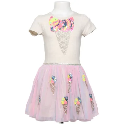 Klänning (Rosa, Flerfärgad) från Monsoon Bomull, Metallfiber, Polyester