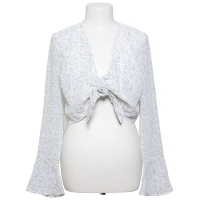Slå-om bluse (Hvid, Grøn) fra Bubbleroom Polyester