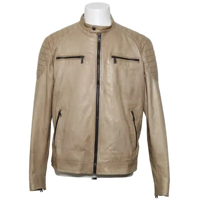 Läderjacka (Beige) från Vera Skinn, Polyester