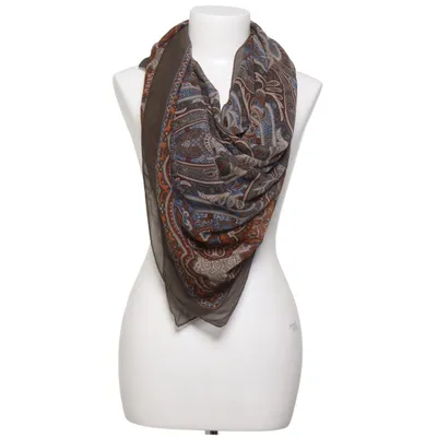 Scarf (Brun, Grå, Blå) Silke