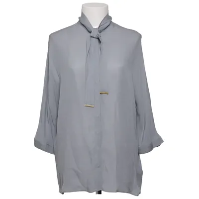 Pussy bow blouse (Gray) from Massimo Dutti Silk