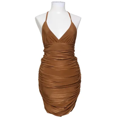 Halterneckklänning (Brun) från Missguided Elastan, Polyester