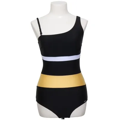 Swimsuit (Black, White, Gold) from Abecita Elastane, Polyamide