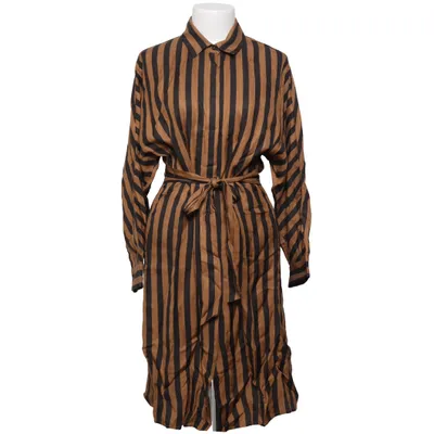 Shirt dress (Brown, Black) from Massimo Dutti Linen, Viscose
