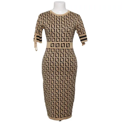 Robe (Beige, Noir) de Enzoria Polyamide, Viscose
