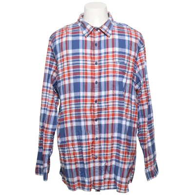 Flanellen overhemd (Blauw, Rood, Wit) van Dressmann Katoen, Elastaan